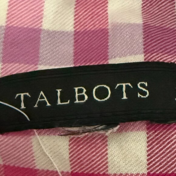 Talbots Women's XXL Long Pink Check Long Sleeve Button Down Shirt - Picture 6 of 6